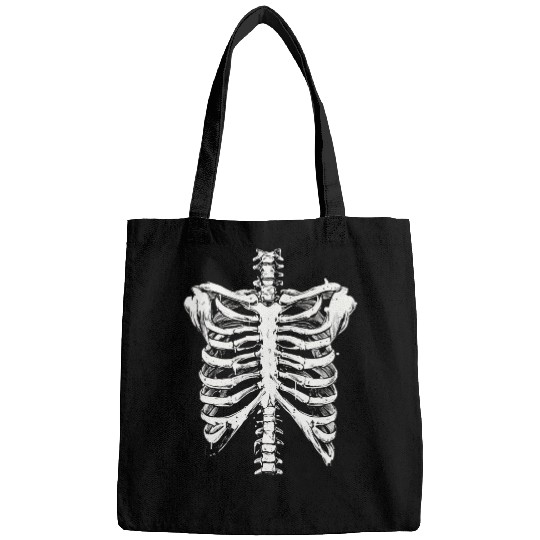skeleton rib cage spooky halloween Bags