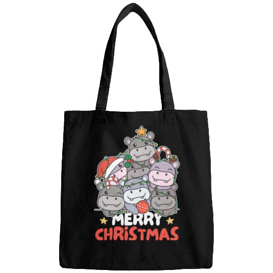 Hippo Christmas Tree Merry Christmas Bags
