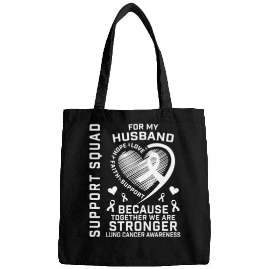 I Wear White Support Husband Lung Cancer Awareness Bags