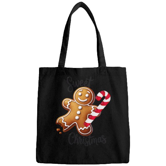 Happy gingerbread man with candy cane Bags
