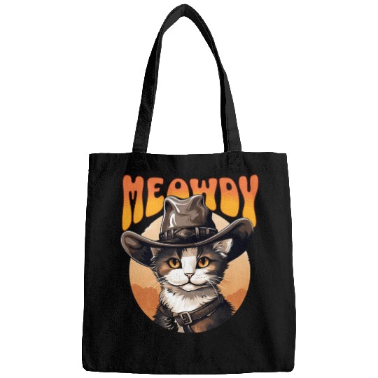 Meowdy Cowboy Cat Funny Howdy Meowdy Cowboy Cat Bags