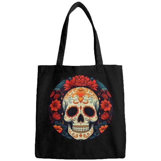 Black Colorful Dia De Los Muertos Bags