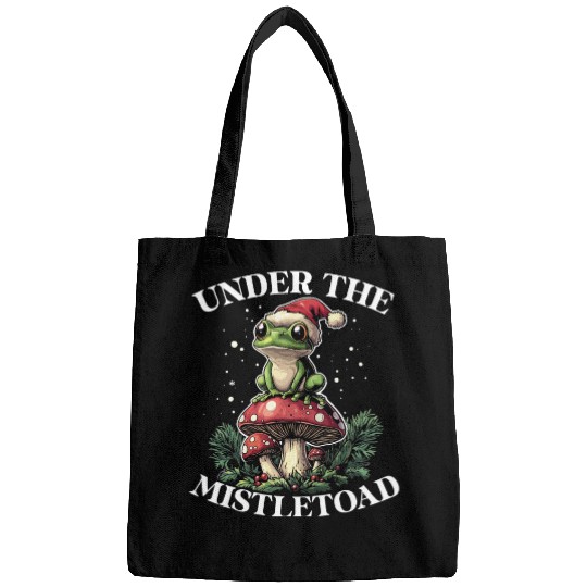 Under the Mistletoad Frog on Mushroom Cottagecore Bags