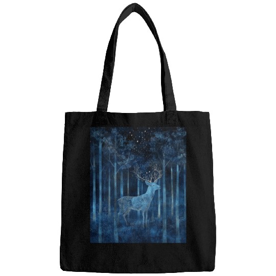 Celestial Deer in the Indigo Forest Bags
