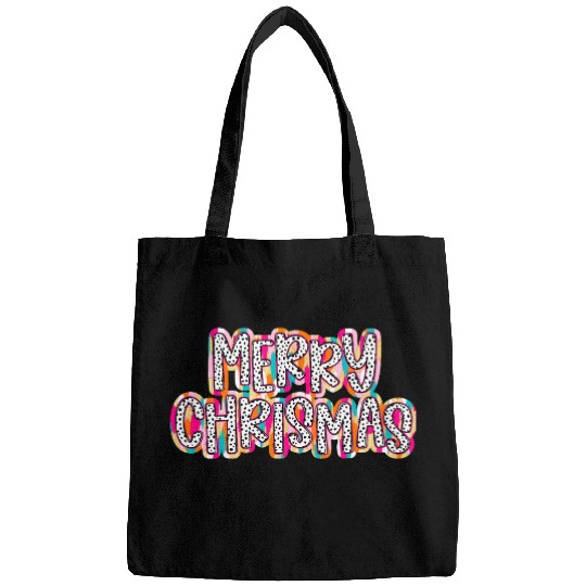 merry christmas brushstroke Bags