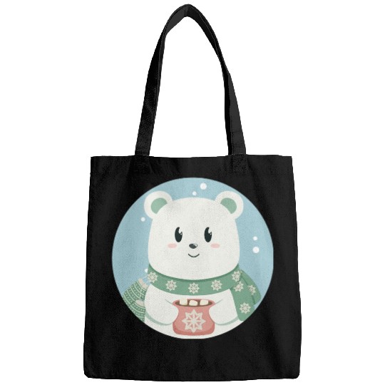 Cute polar bear in Christmas mood Bags