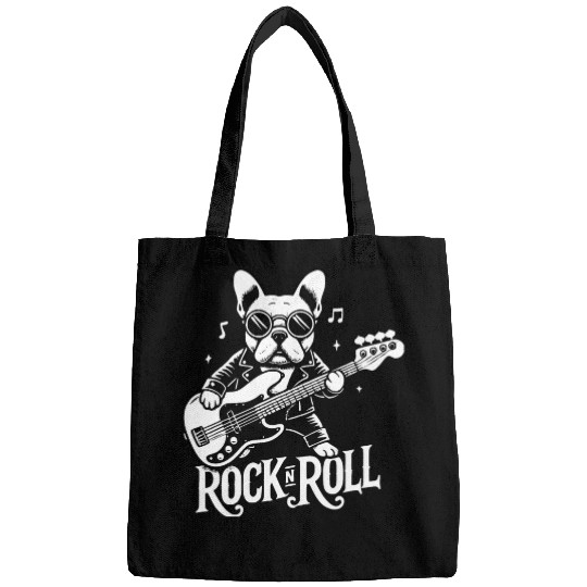 French Bulldog playing Rock'n Roll on Bass Guitar Bags