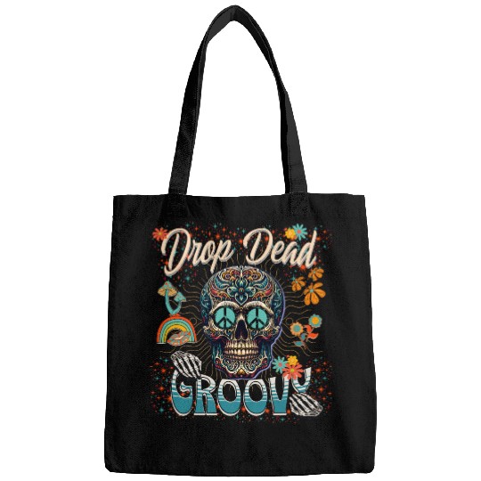 Drop Dead Groovy Psychedelic Skull Bags