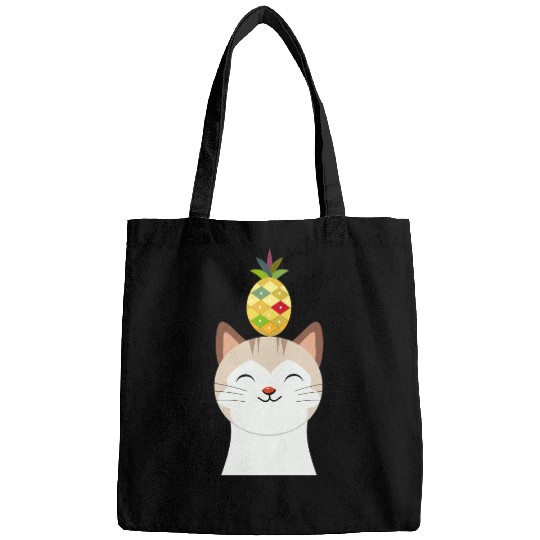 Happy Cat with Pineapple - Tropical Animal Design Bags