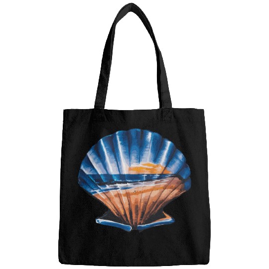 Seashell Beach Scene Serene Ocean Landscape Bags