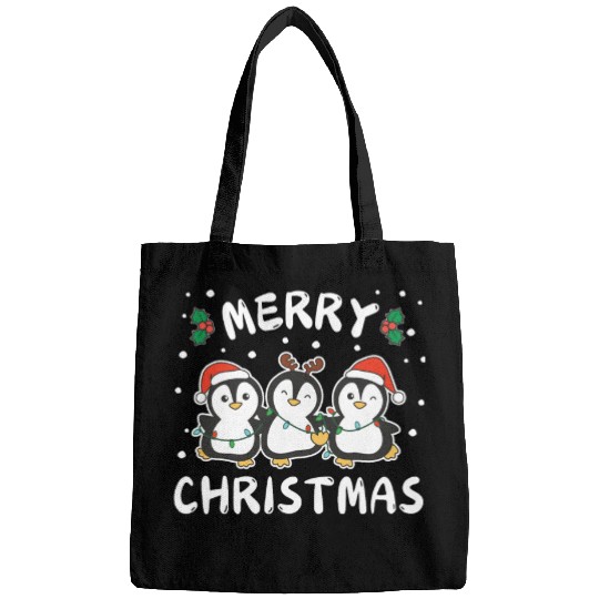 Merry Christmas Cute Penguin Festive Lights Bags
