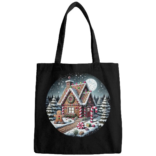 Christmas Gingerbread House with Candy Canes Bags