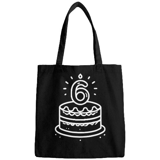 Children 6th Birthday cake Kid Vector path21 Bags