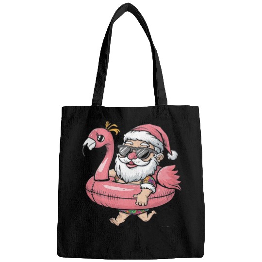 Summer Santa Claus with Flamingo Float Bags
