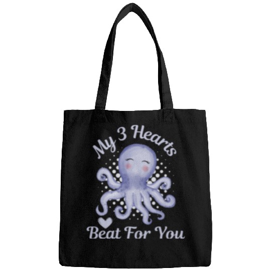 Octopus Valentine s Day Gift My 3 Hearts Beat for Bags