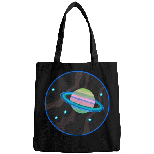 Space Stars and Planet (green and pink) Bags