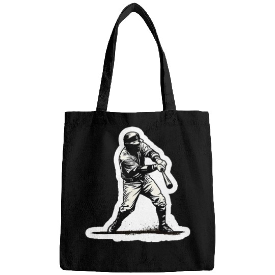 Baseball Player Black And White Bags