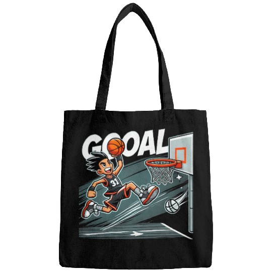 Slam Dunk Basketball Goal Cartoon Design Bags