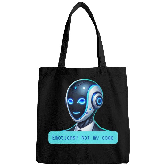 Emotions Not My Code Funny AI Robot Design Bags