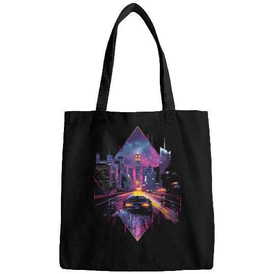Retro Car Vaporwave City Synthwave 80s 90s Bags