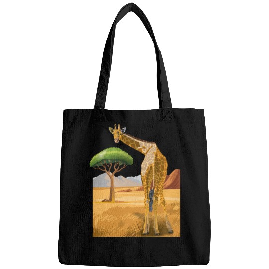 Giraffe looks friendly Bags