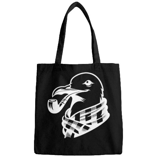 Pipe-diving Seafarer Seagull As A Coastal Motif Bags