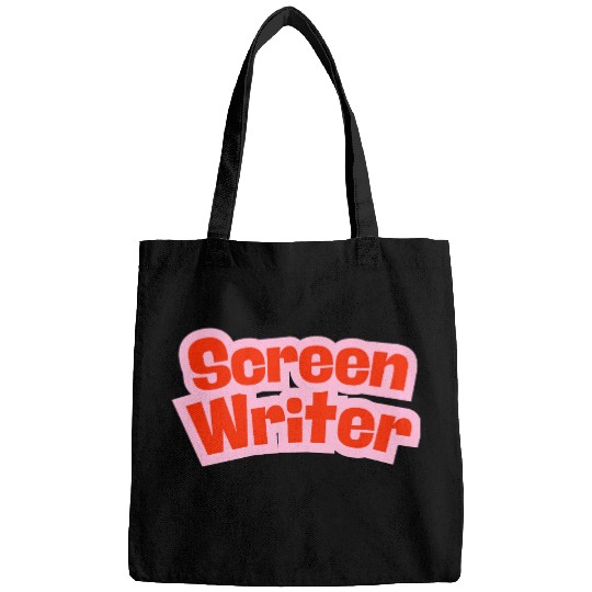 Screen Writer Red Text with Pink Border Bags