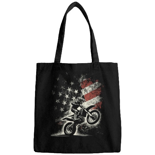 Vintage Patriotic Dirt Bike Motocross USA American Bags