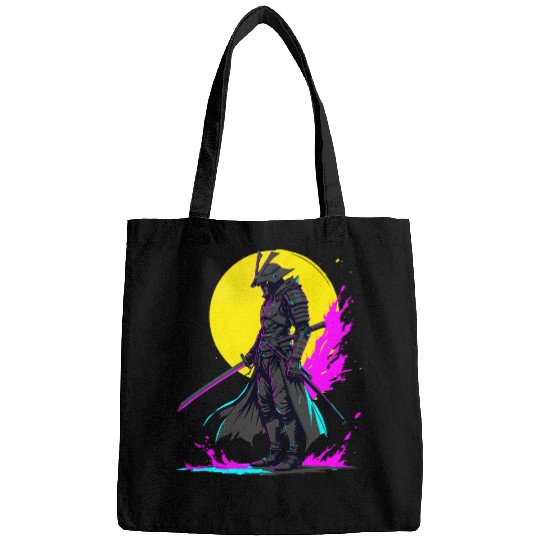 Cyberpunk Samurai Warrior Neon Art Design Bags