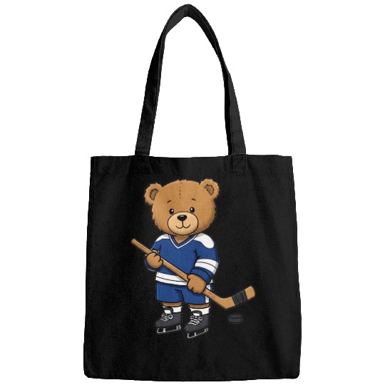 Teddy bear ice hockey player Bags