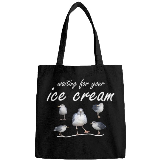 ice cream seagull sea sailing coast ocean Bags