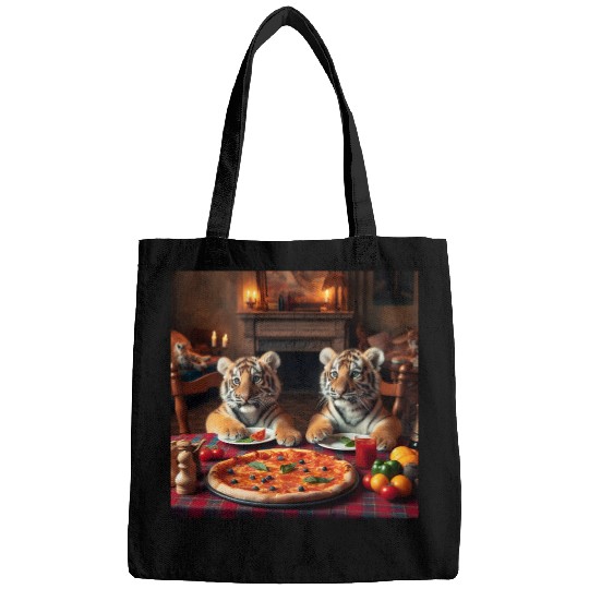 Tiger Cubs eating pizza Bags