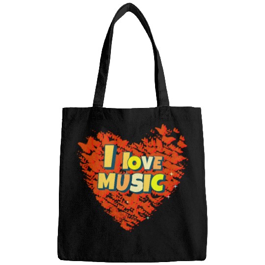 I Love Music Heart made of Butterflies Bags