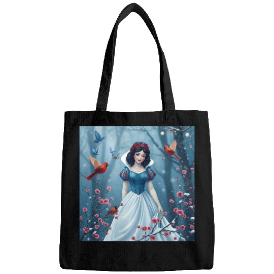 Snow White fantasy with birds. Bags