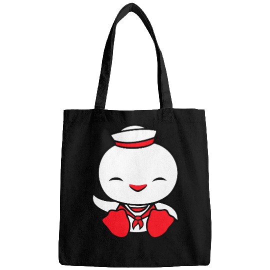 Duck sailor sailor hat waving happily fisherman Bags