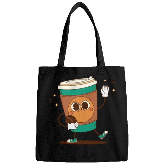 Playful Coffee Cup Character Design Bags