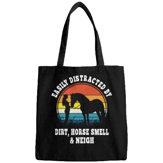 Retro Sunset Horse Girl Vintage Equestrian Rainbow Bags