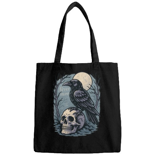 Nevermore Raven Skull Gothic Poe Poetry Bags