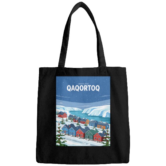 Qaqortoq, Greenland Winter - Colorful Arctic Villa Bags