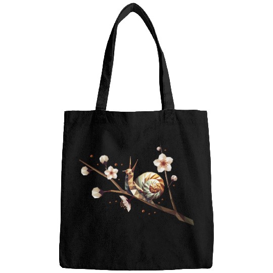 Snail on a Flowering Branch – A Spring Motif Bags