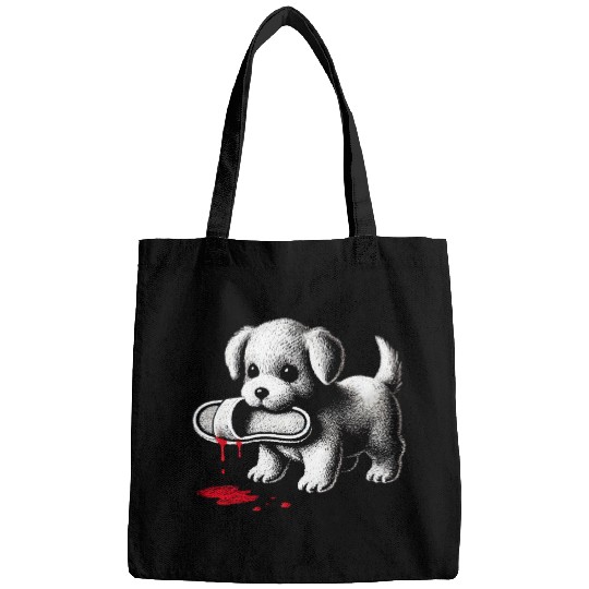 Cute Puppy with Slipper Bags Dark Humor Dog Lover