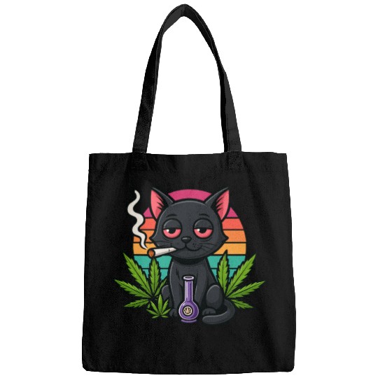 Cute Cat Smoking Weed Bags