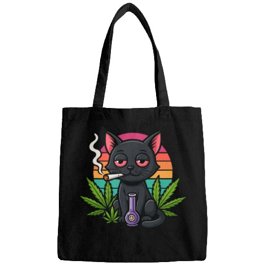 Cute Cat Smoking Weed Bags