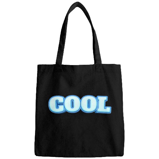 COOL Ice Blue Bold Text Bags