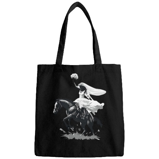 Western Cowgirl Bride on Bucking Horse – Grayscale Bags