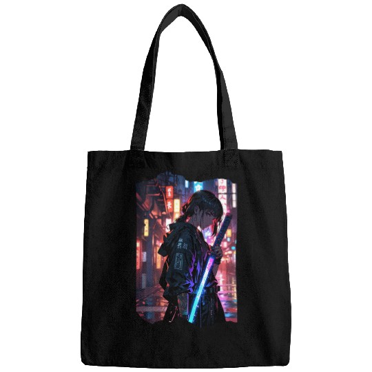 Cyberpunk Samurai Girl Bags