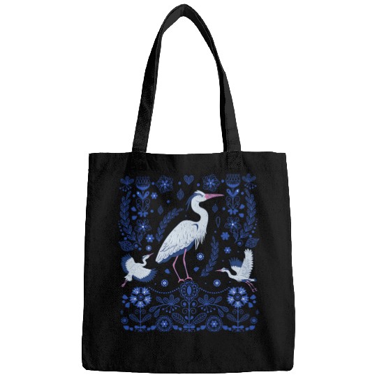 Great Blue Heron Folk Art Bags