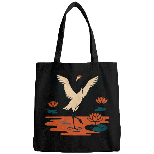 Serene Crane & Lotus Design Bags