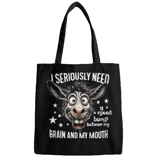 Humorous Eccentric Donkey Illustration Bags