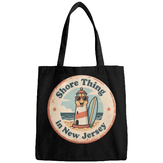 Beach Vibes_ New Jersey Shore Lighthouse Vintage Bags